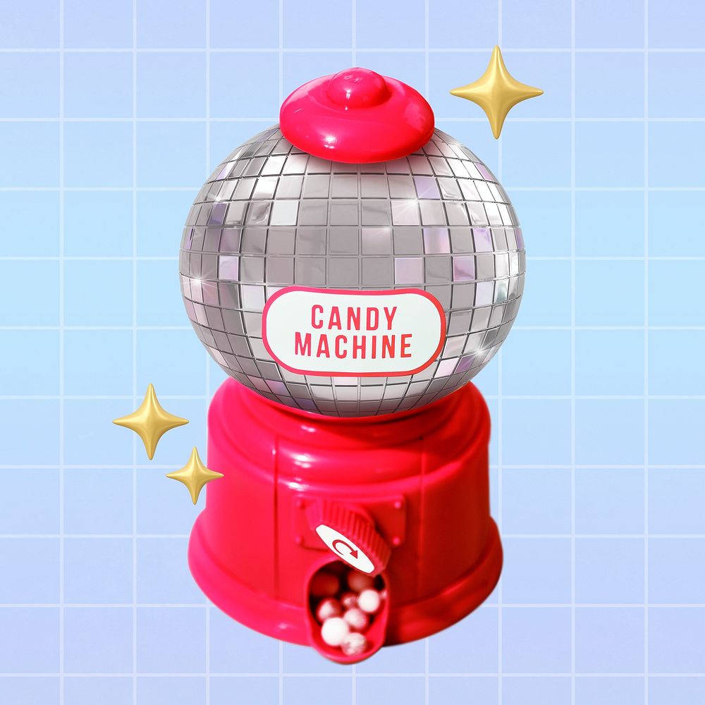 Candy machine collage element, red design psd