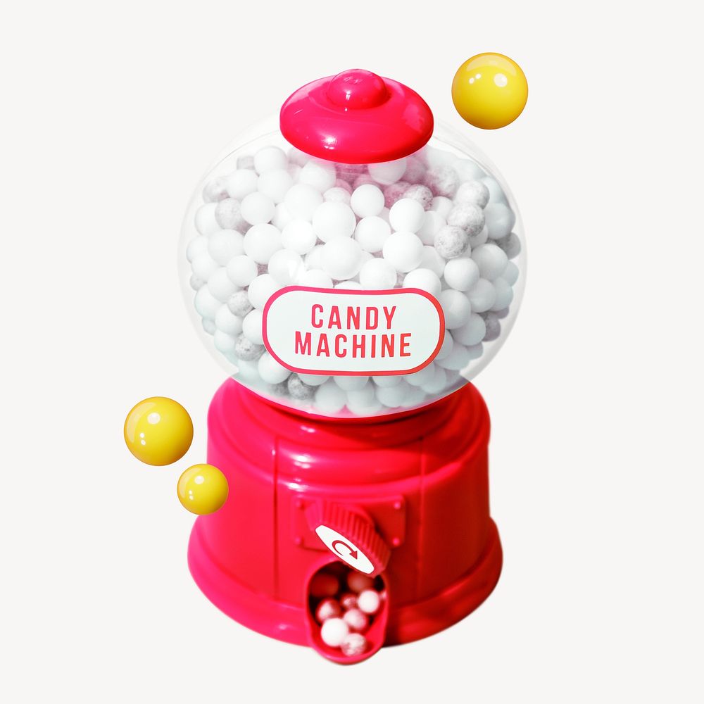 Candy machine collage element, red design psd