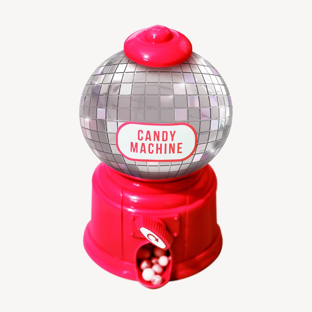 Candy machine collage element, red design psd