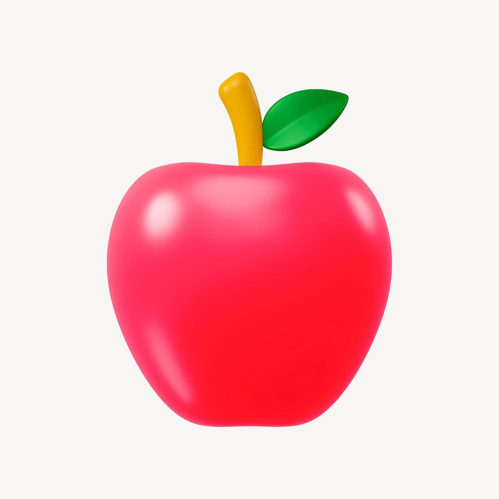 Red apple collage element, 3D rendering psd