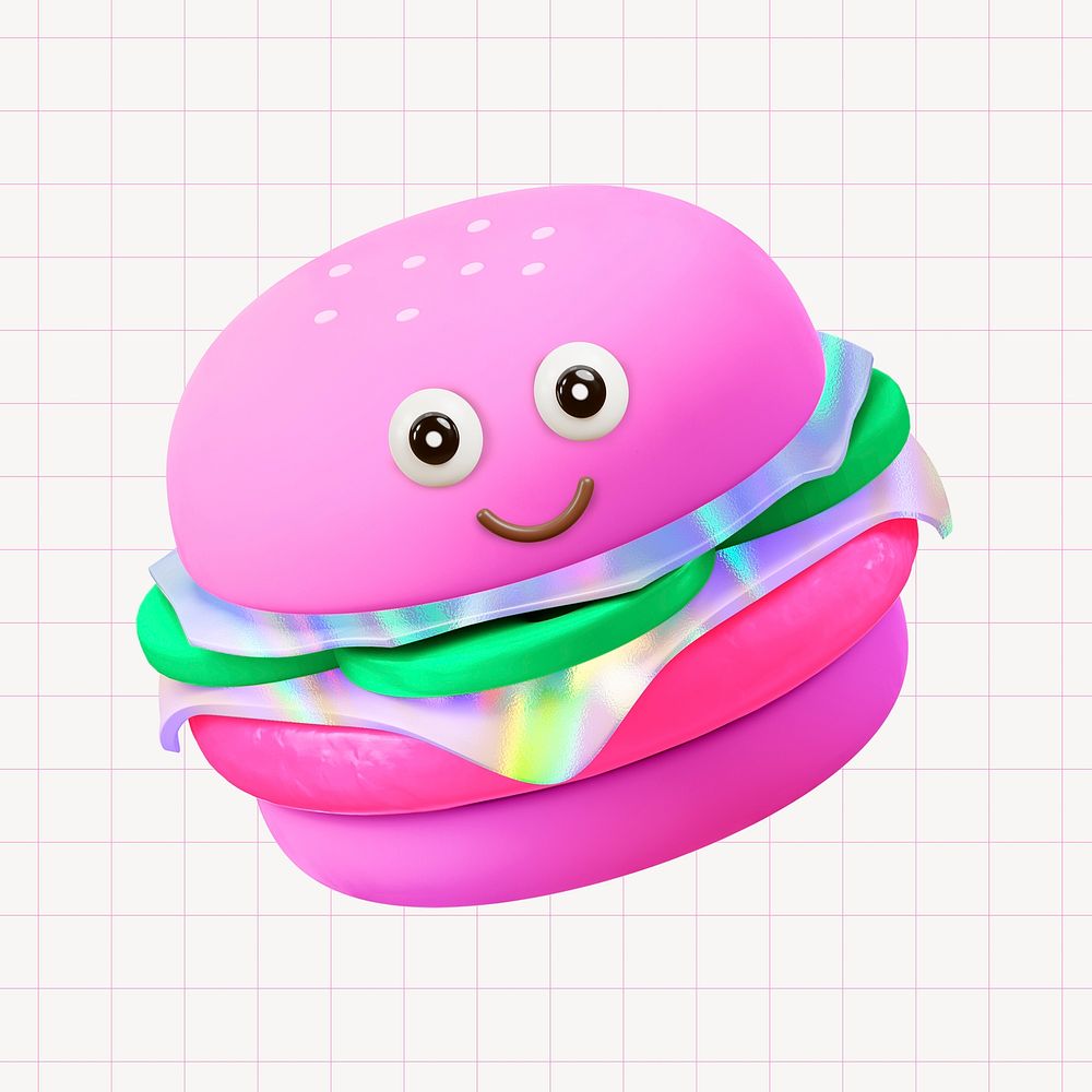 Pink hamburger, 3D rendering design