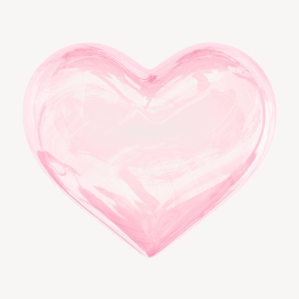 Pink glossy heart, 3D rendering design
