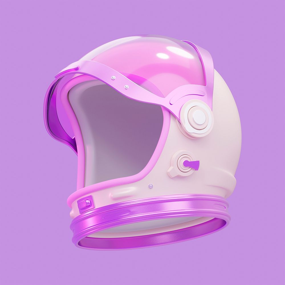 Purple astronaut helmet collage element, 3D rendering psd