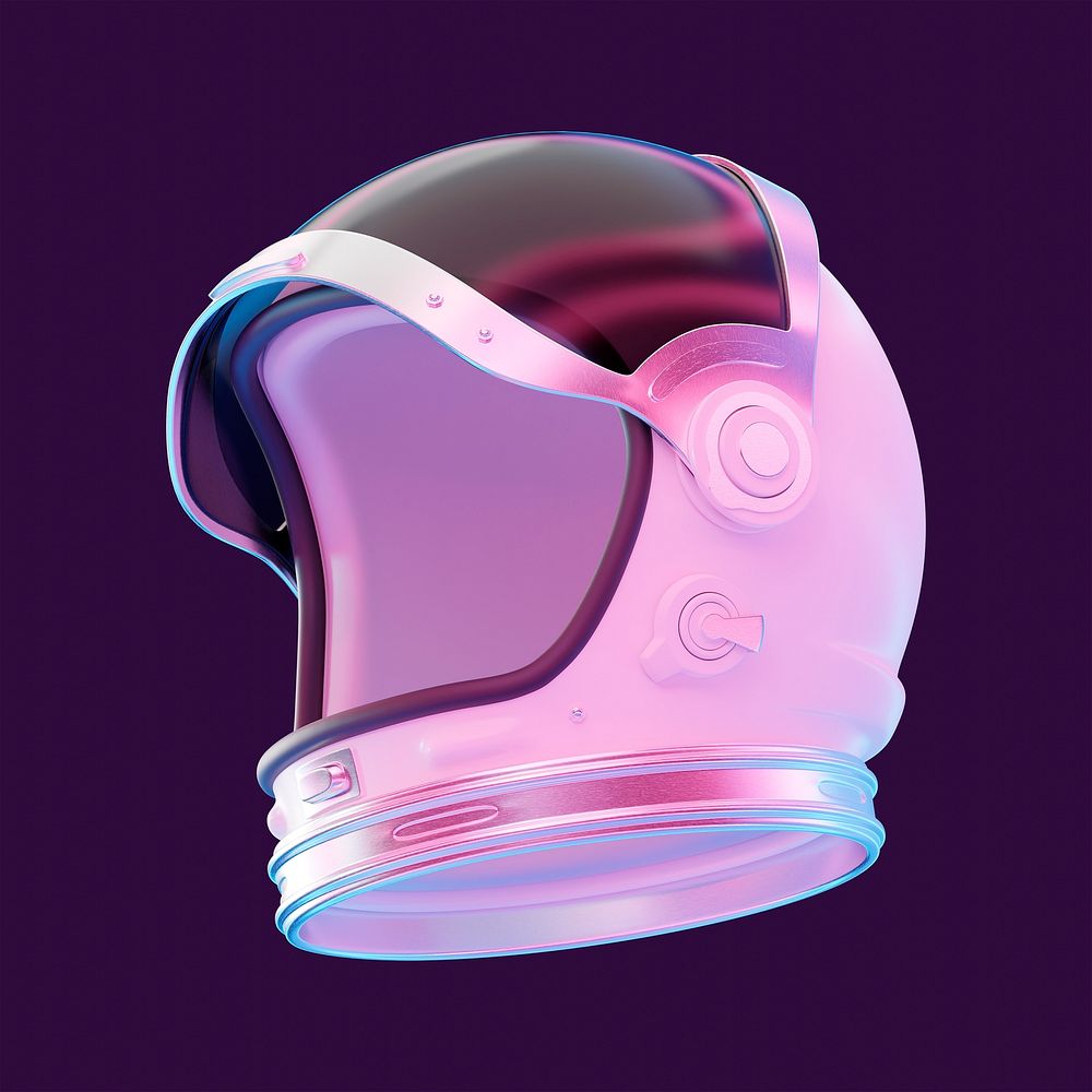 Colorful astronaut helmet, 3D rendering design