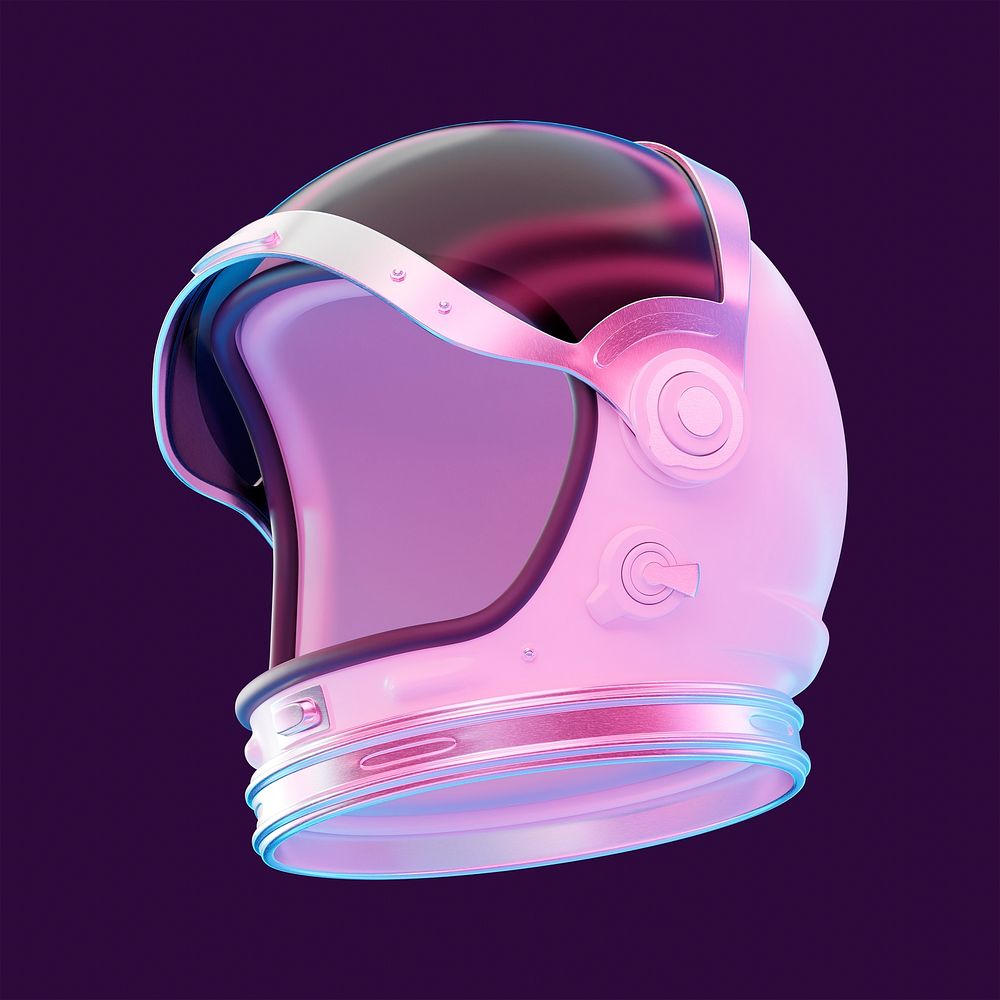 Colorful astronaut helmet collage element, 3D rendering psd