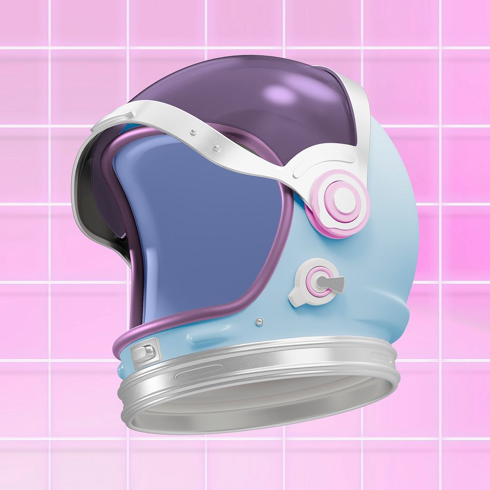 Cute astronaut helmet, 3D rendering design