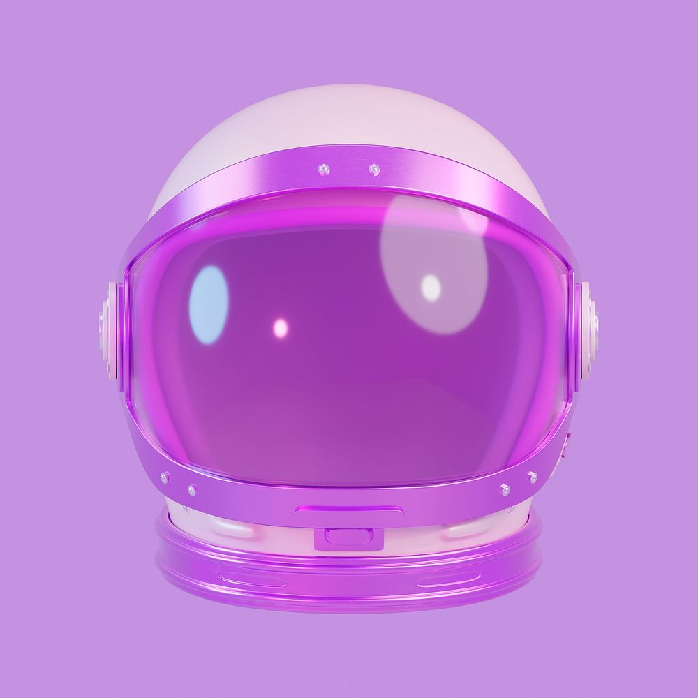 Purple astronaut helmet, 3D rendering design