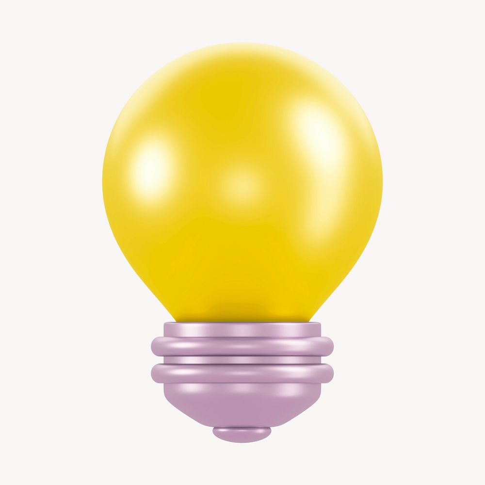 Light bulb collage element, 3D rendering psd