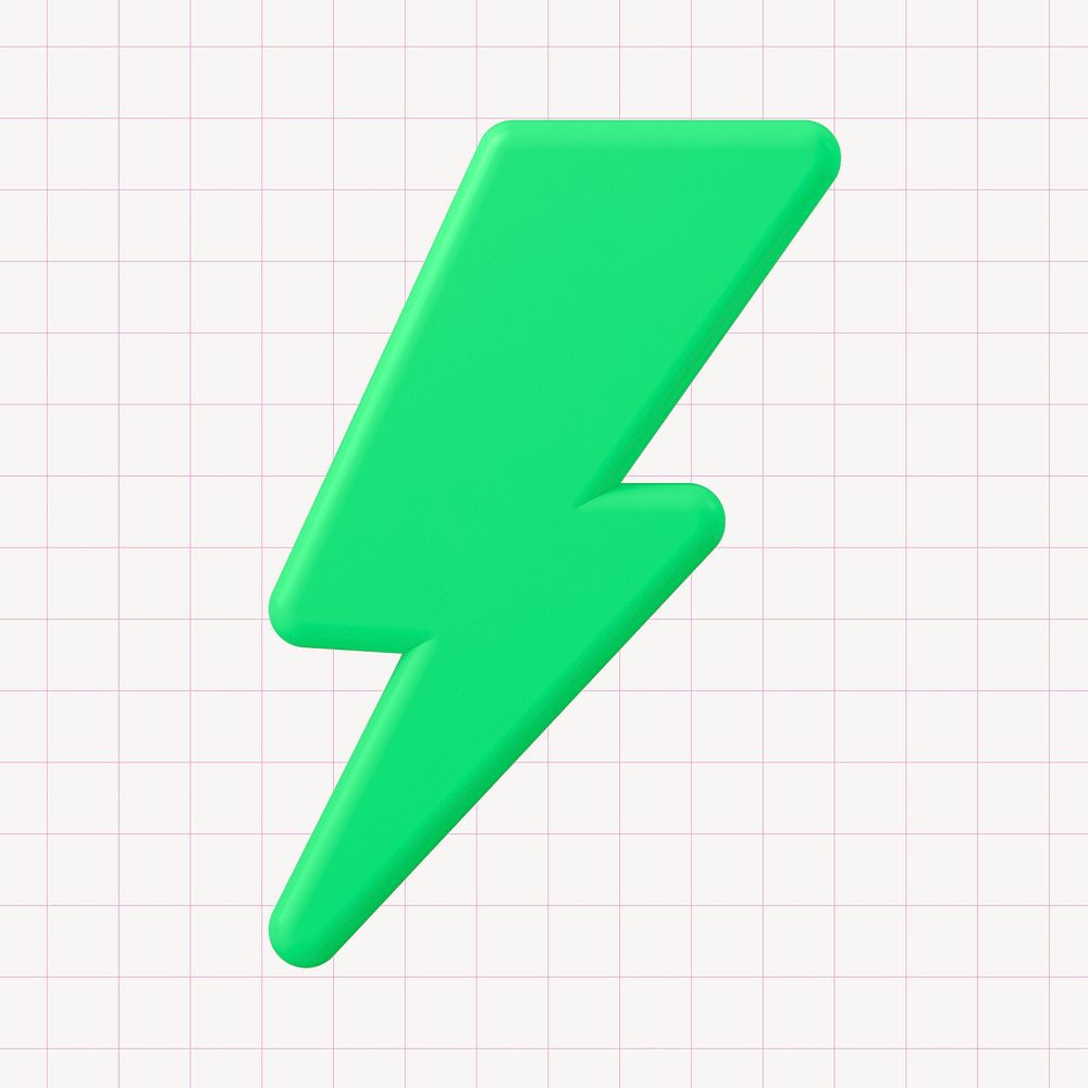 3D rendering green lightning collage element