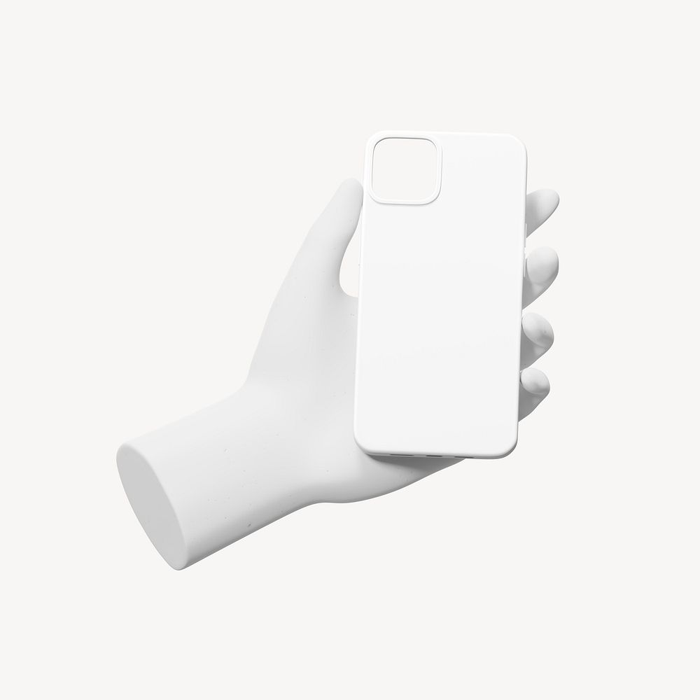 3D iPhone case mockup, white design psd