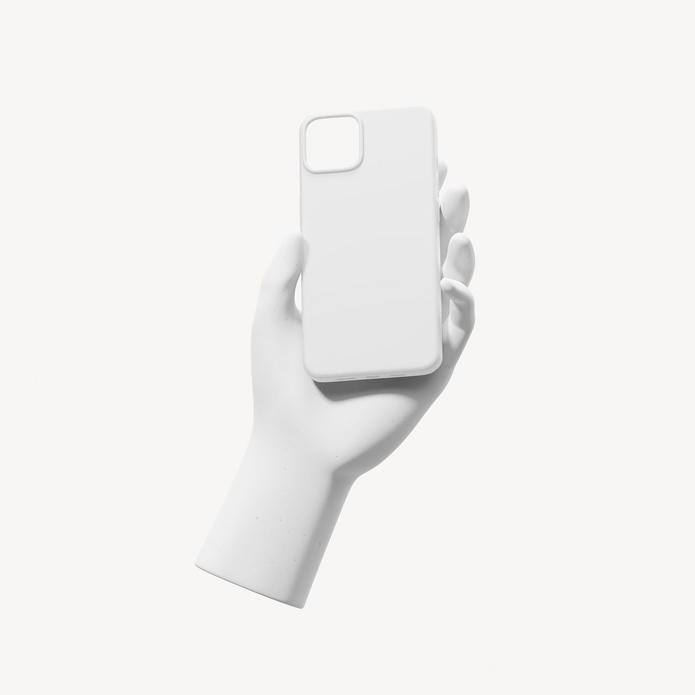 3D iPhone case mockup, white design psd
