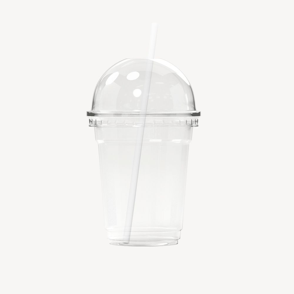 Plastic cup mockup, transparent design psd