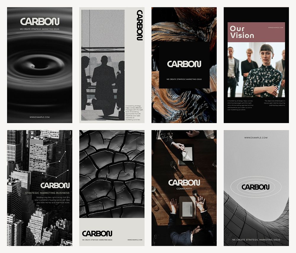Modern business Instagram story template, aesthetic design set vector
