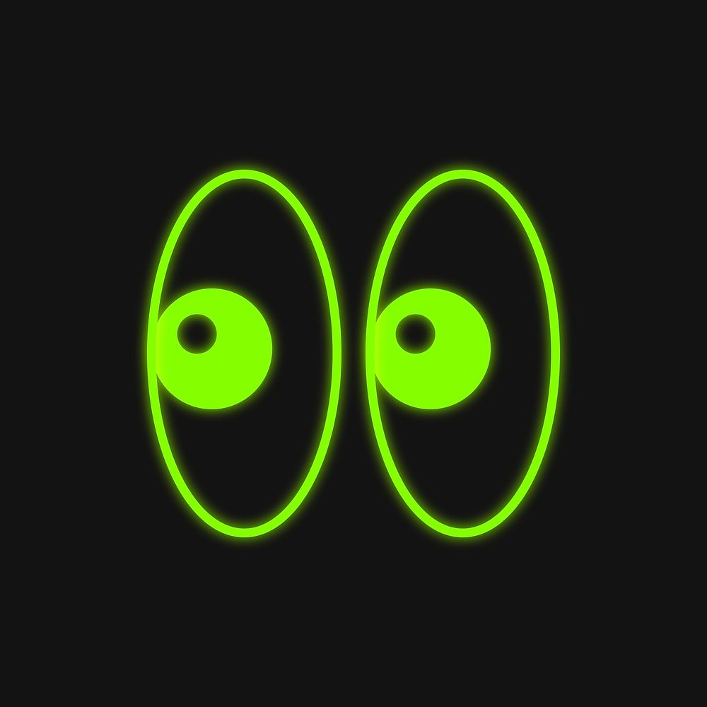 Neon googly eyes, cartoon graphic vector