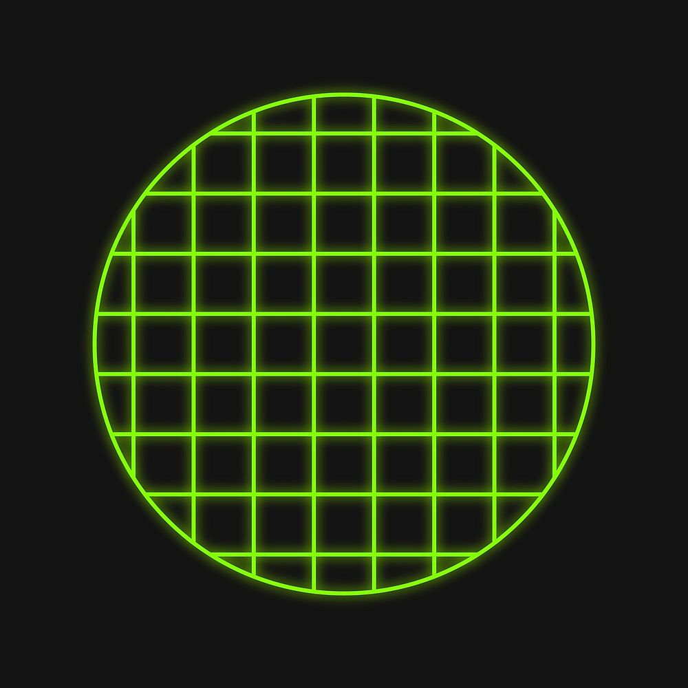 Grid circle, green neon design vector