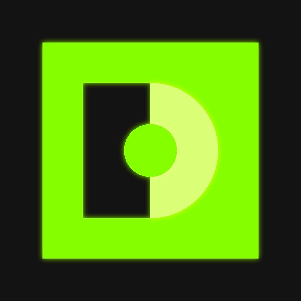 D logo element, green neon graphic psd