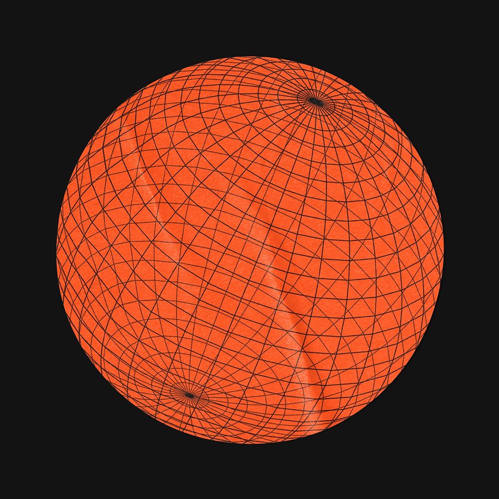 Grid globe sticker mockup, realistic paper design psd