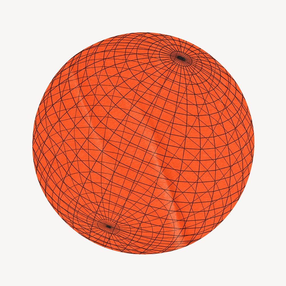 Grid globe sticker mockup, realistic paper design psd