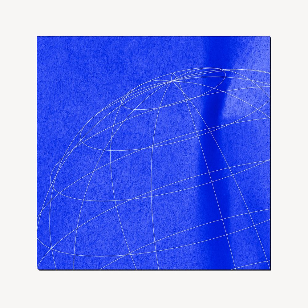 Grid globe sticker, realistic paper with design space