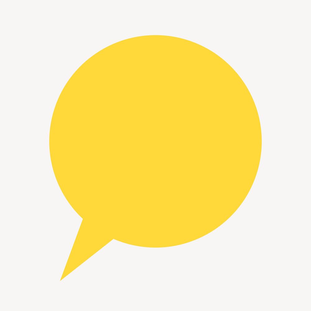 Yellow speech bubble, round shape collage element psd