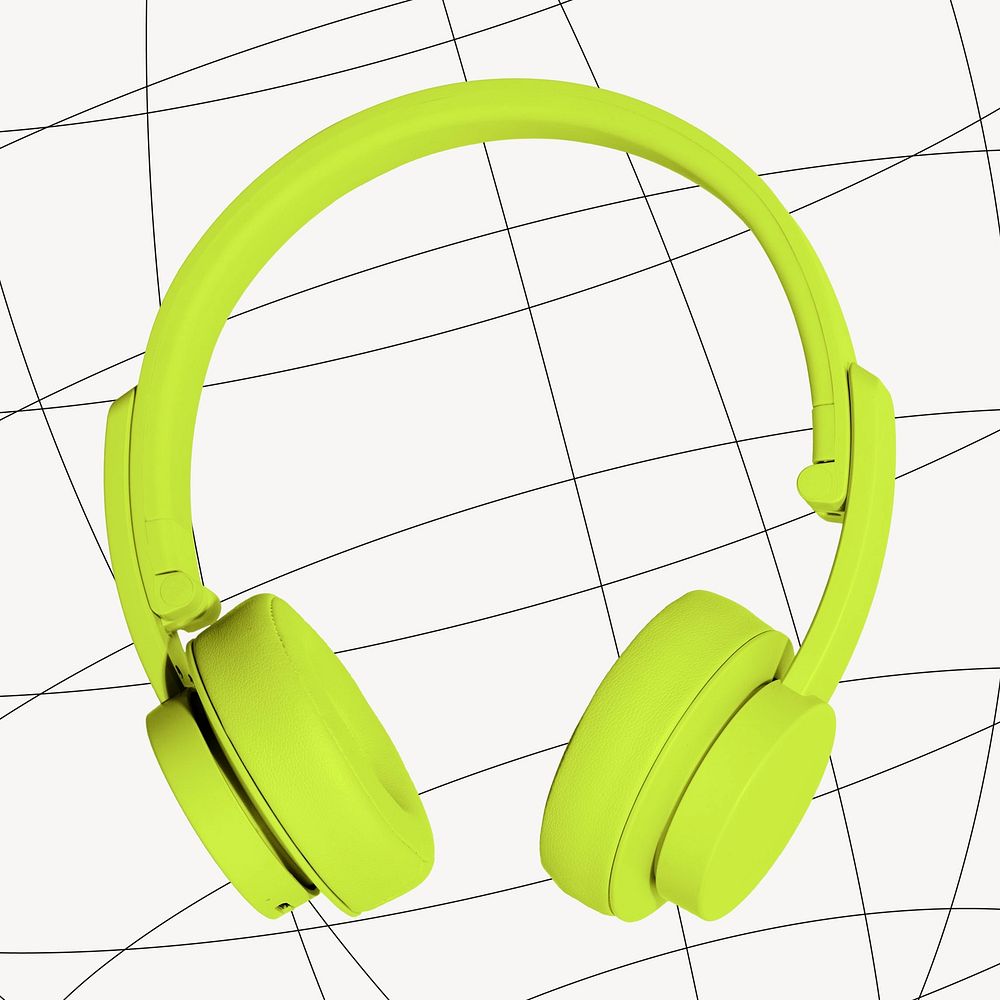 Green wireless headphones, digital device