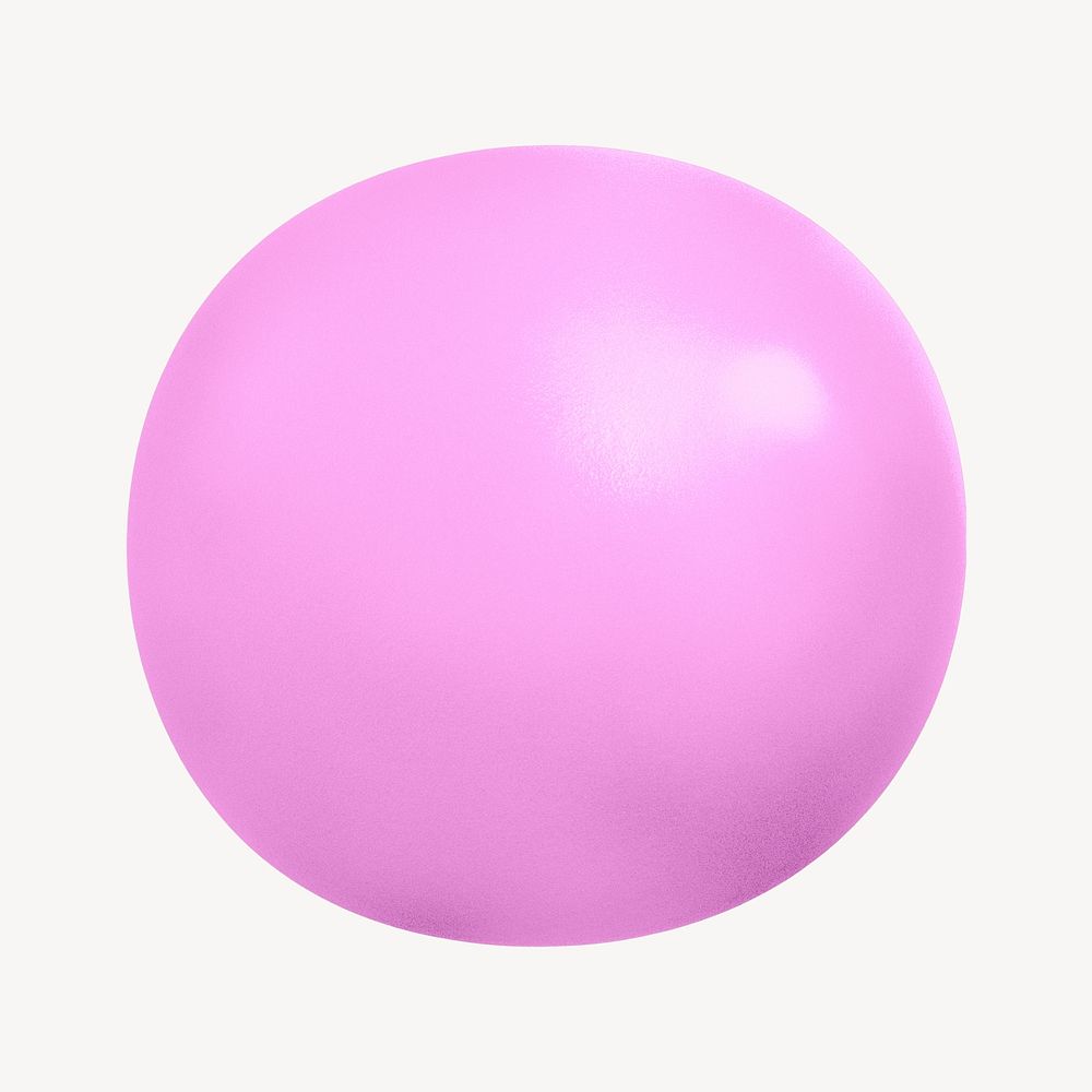 3D pink ball, shape collage element psd