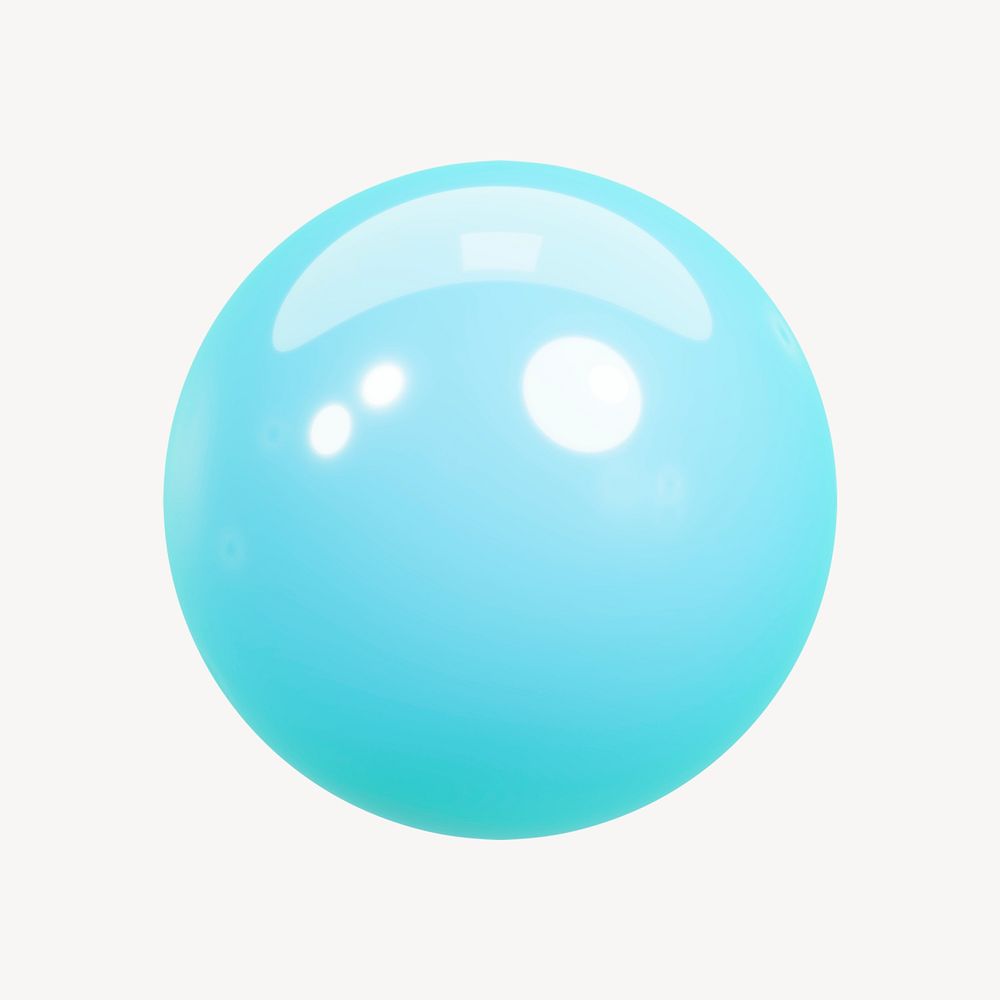 3D blue ball, shape collage element psd