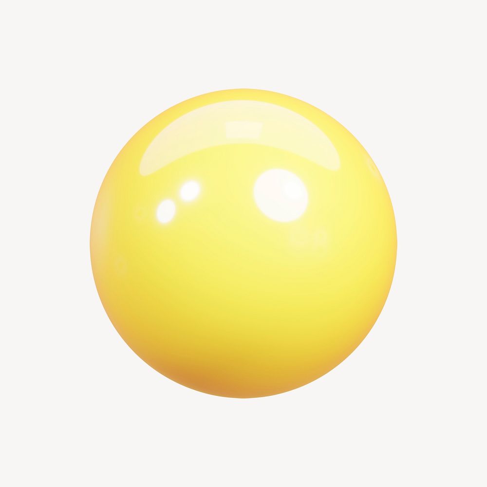 3D yellow ball, shape collage element psd