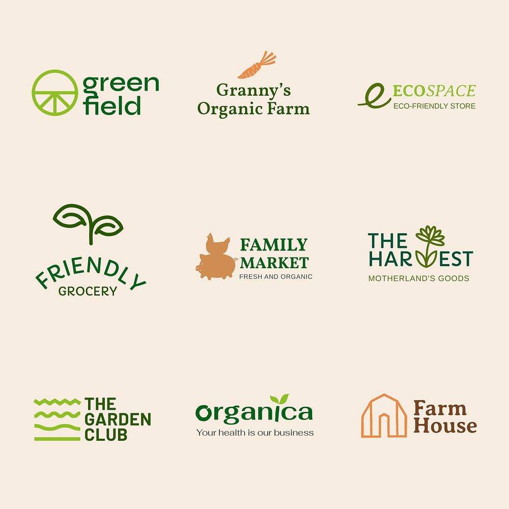 Eco-friendly business logo template, editable design vector set