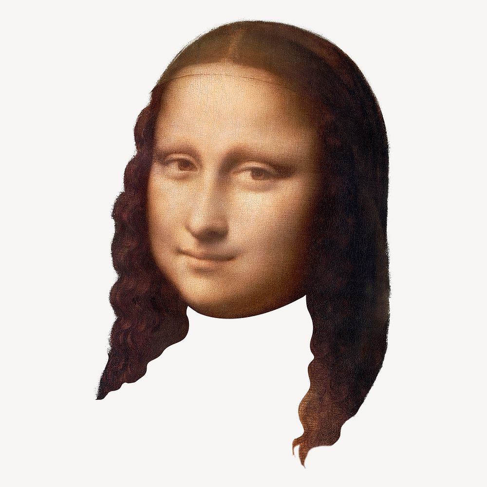 Mona Lisa's head sticker psd, Leonardo da Vinci's famous painting, remastered by rawpixel