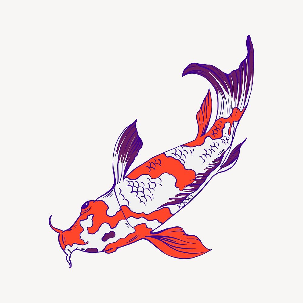Koi fish, vintage Japanese animal illustration psd