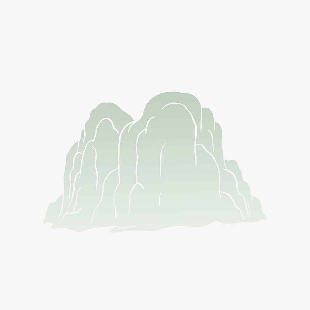 Green mountain, nature illustration psd