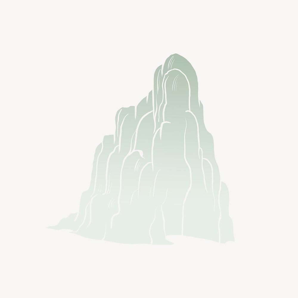 Green mountain, nature illustration psd