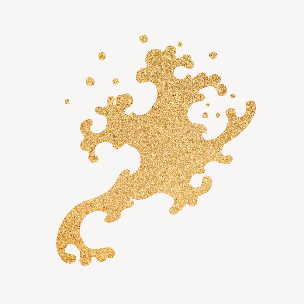 Gold ocean wave splash, aesthetic glitter psd