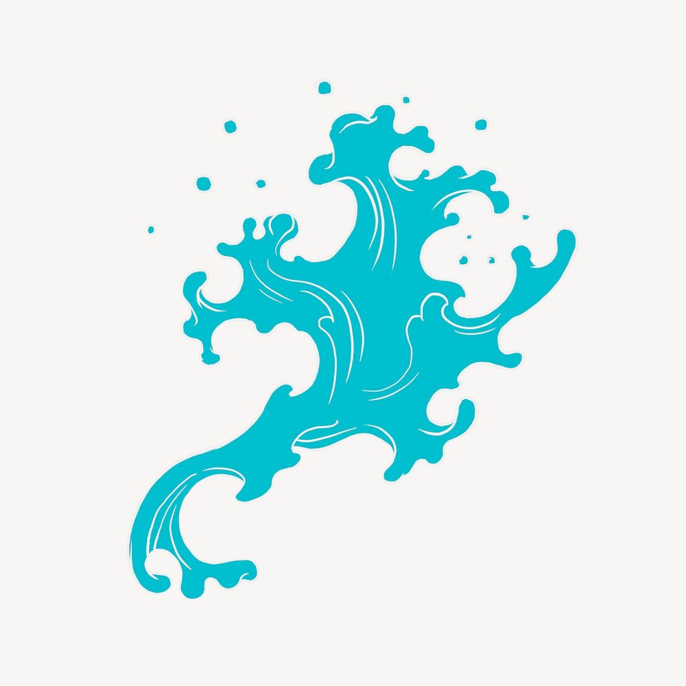 Ocean wave splash, blue Japanese oriental art psd