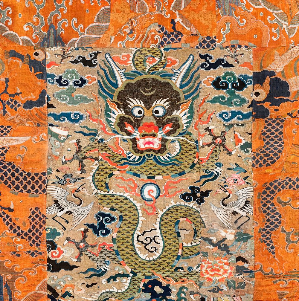 Chinese dragon textile fragment (18th century) vintage textile. Original public domain image from the Minneapolis Institute…