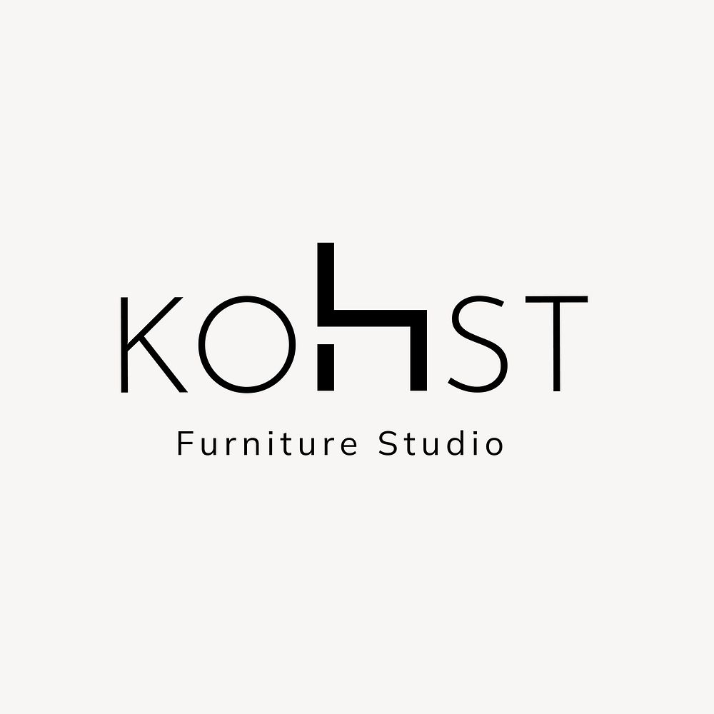 Furniture shop logo template, editable design vector