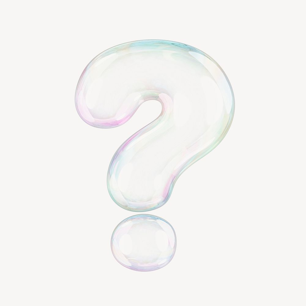 Question mark symbol, 3D transparent holographic bubble