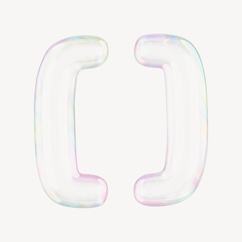Square bracket symbol, 3D transparent holographic bubble