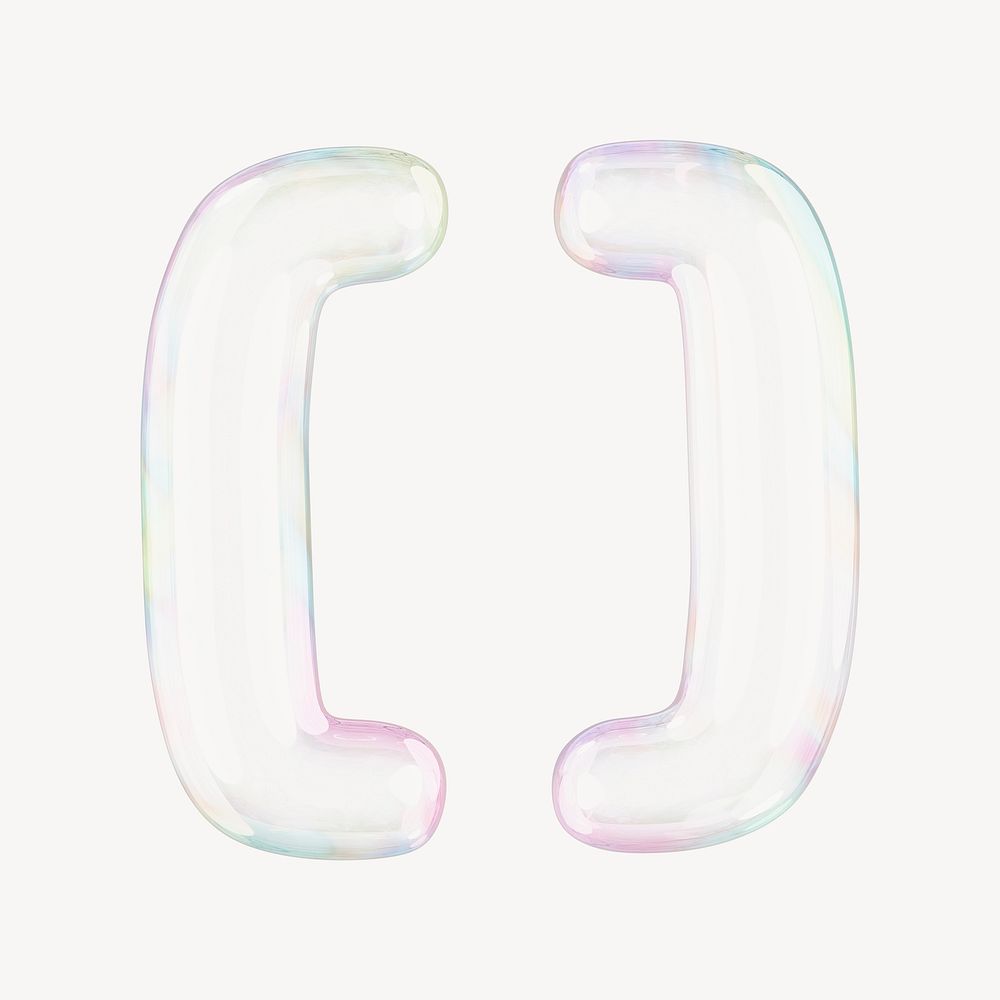 Square bracket symbol, 3D transparent holographic bubble