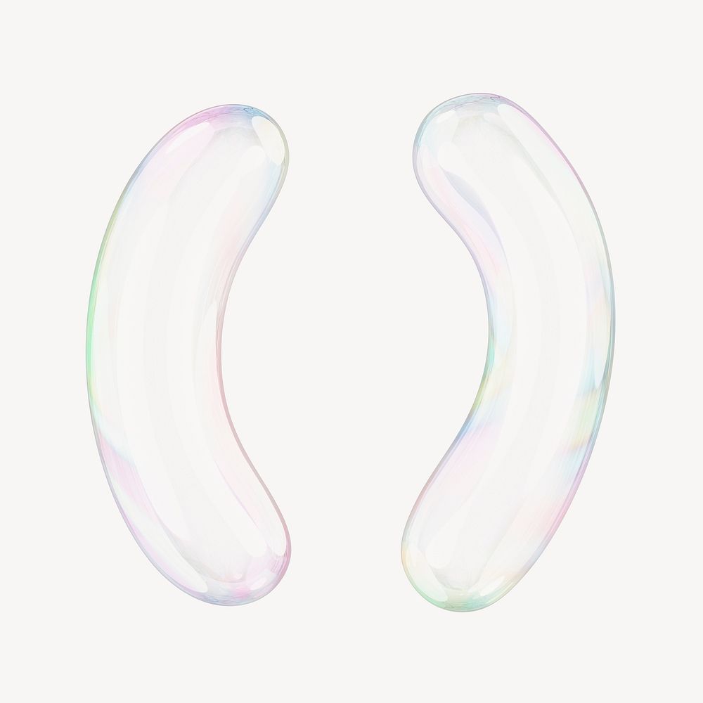 Parentheses brackets symbol, 3D transparent holographic bubble