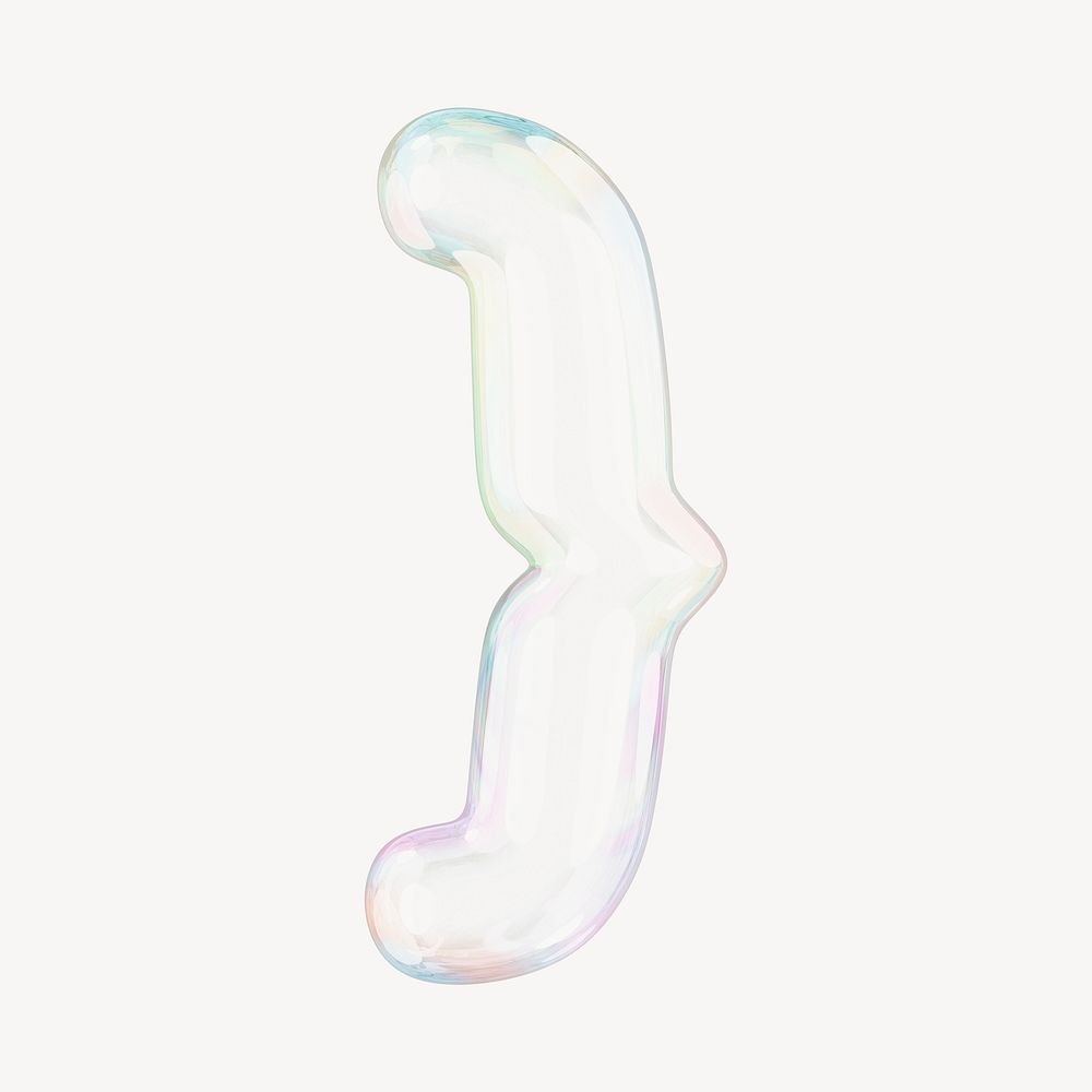 Curly bracket symbol, 3D transparent holographic bubble