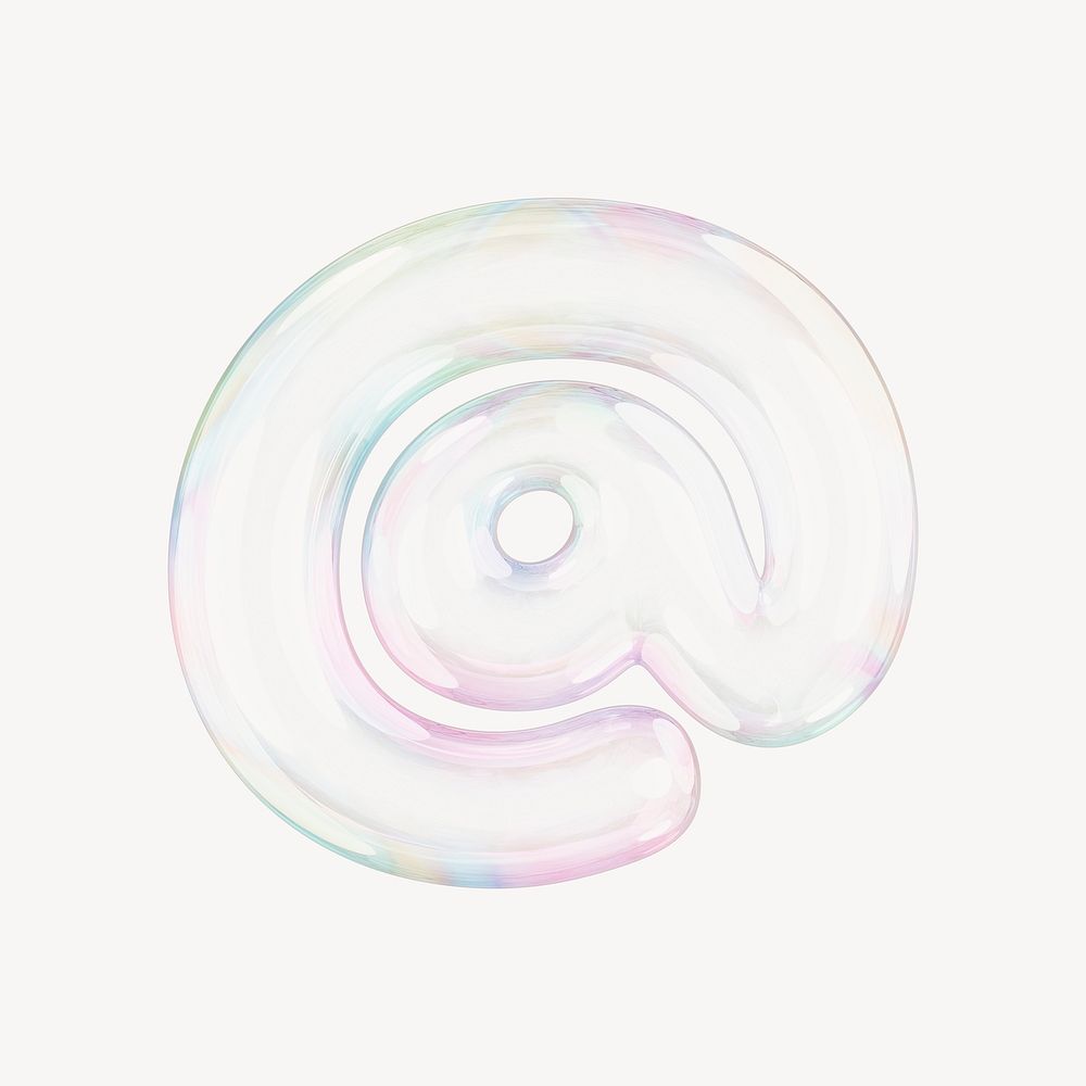 At sign, 3D transparent holographic bubble