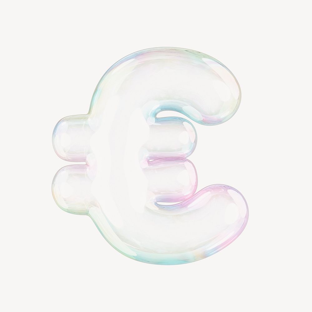 Euro currency sign, 3D transparent holographic bubble