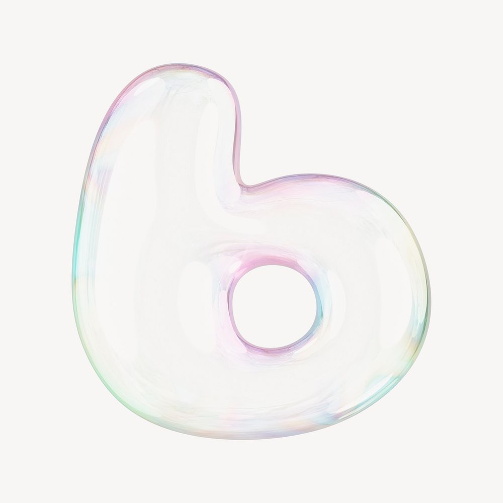 b letter, 3D transparent holographic bubble