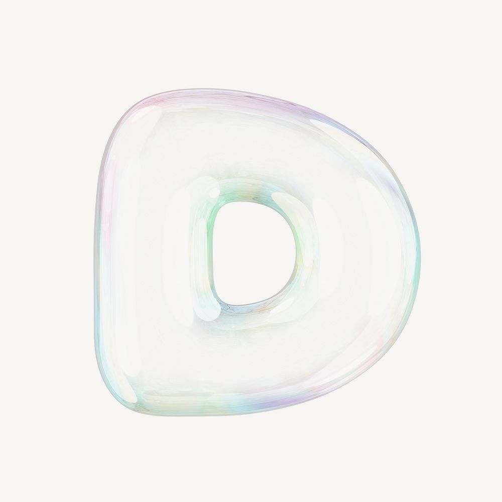 D letter, 3D transparent holographic bubble