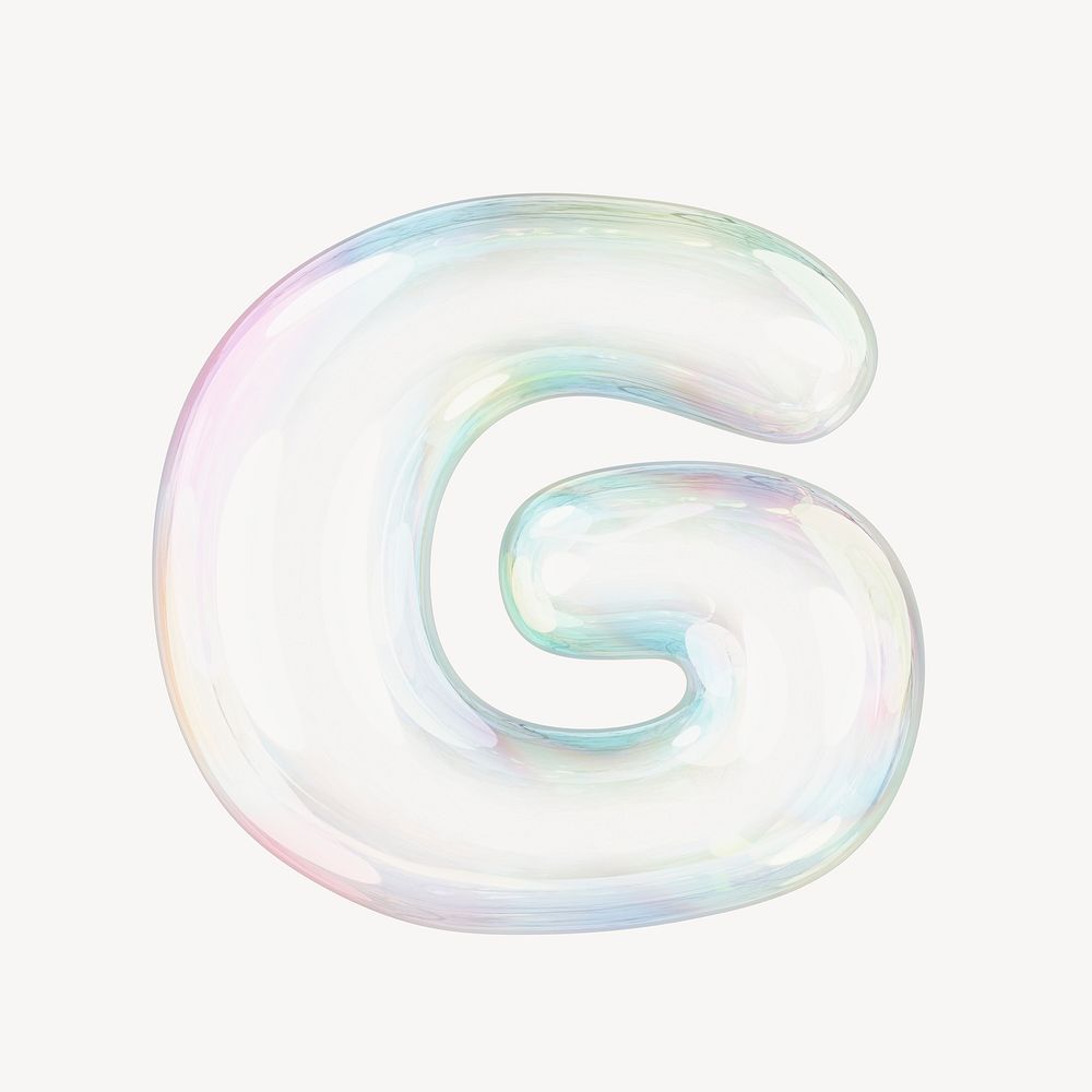 G letter, 3D transparent holographic bubble