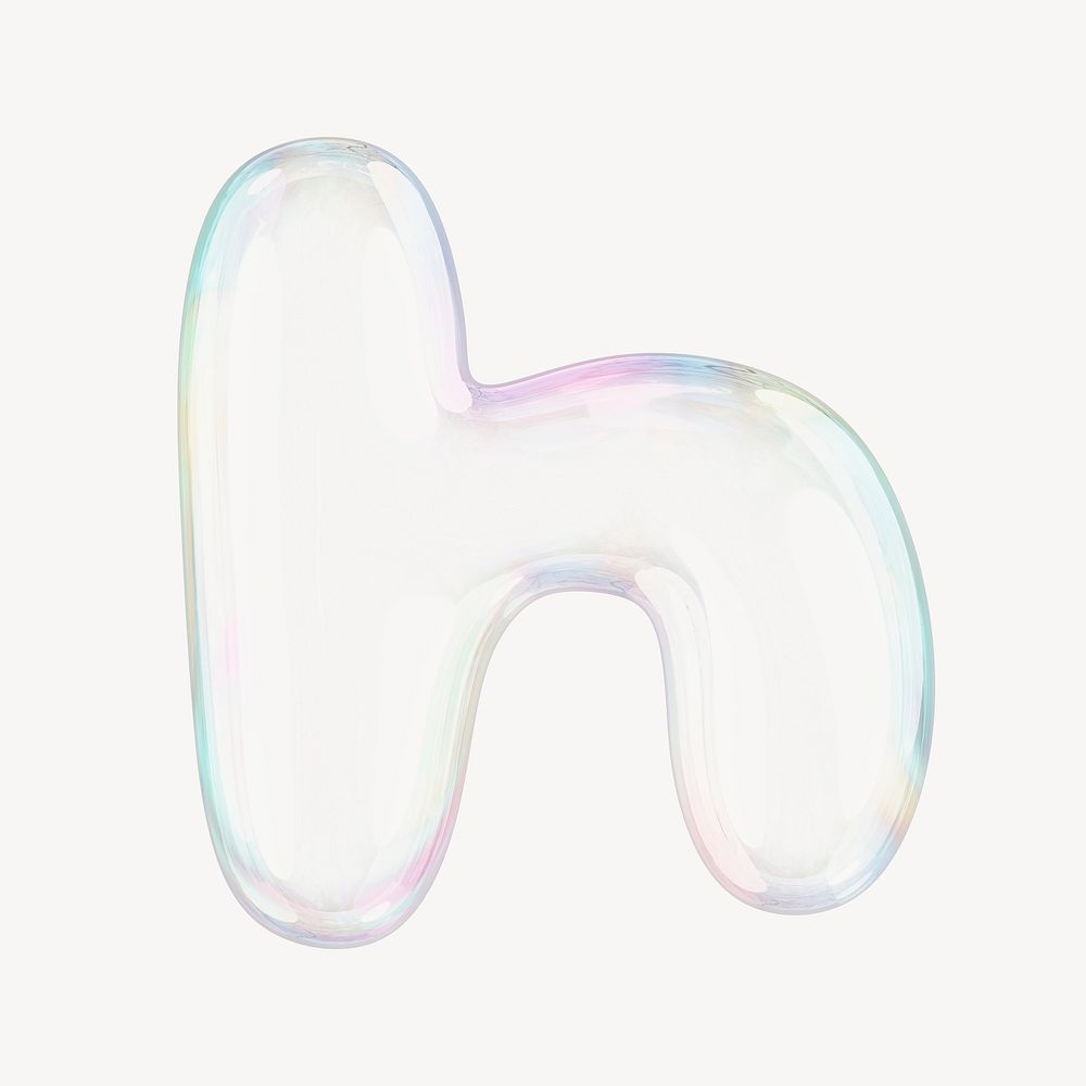 h letter, 3D transparent holographic bubble