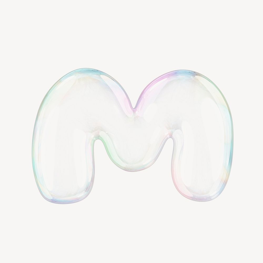 M letter, 3D transparent holographic bubble