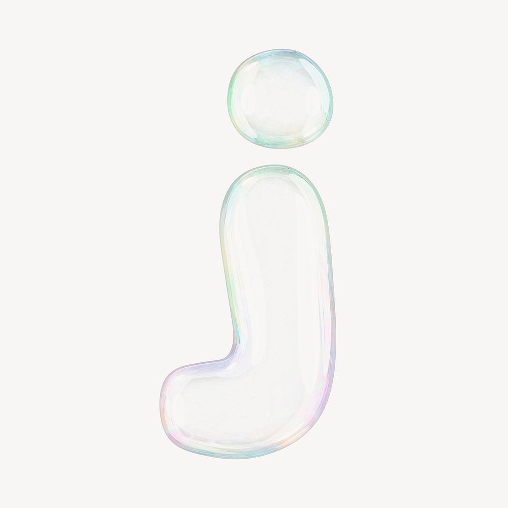 j letter, 3D transparent holographic bubble